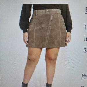 Blank NYC Asymmetric Zip Green Suede Mini Skirt